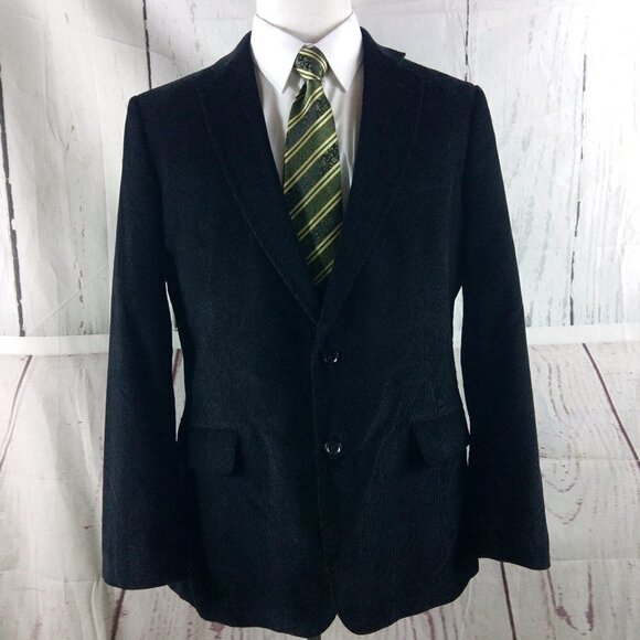 Stafford Tailored Culture Classic Fit 44R Black Corduroy Padded Elbow Sport Coat - Picture 1 of 11